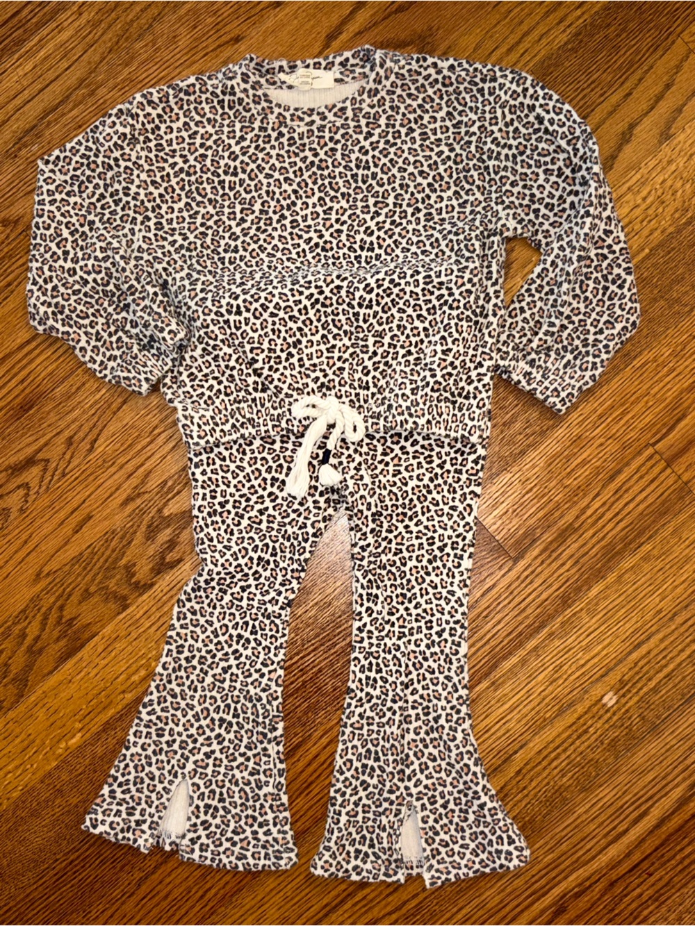 Jessica Simpson Leopard Print Long Sleeve and Leggings Set Cream and Brown 2T